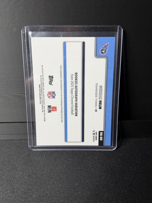GUNNAR HELM 2025 TOPPS CHROME PINK ROOKIE AUTO /250 #RA-GH TITANS Q66331