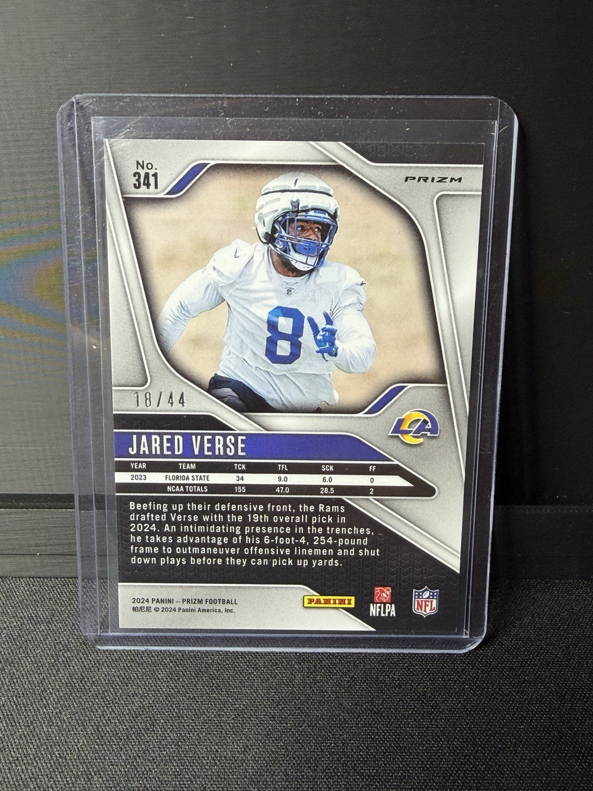 Panini 2024 Prizm Football Rookies Jared Verse Rams Red Yellow Prizm #341/441