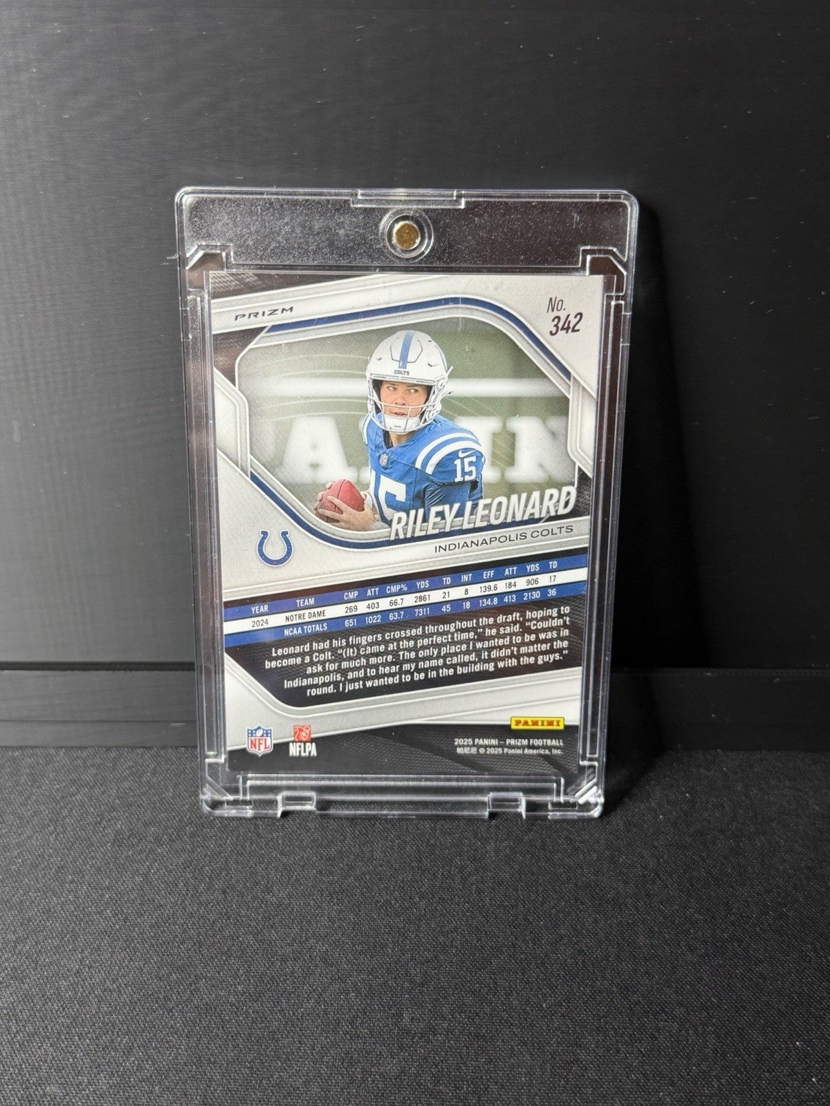 2025 Prizm Riley Leonard Rookie white no huddle RC #342 Indianapolis Colts1