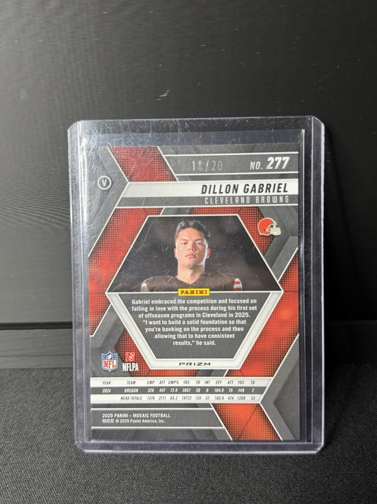 2025 Mosaic Dillon Gabriel No Huddle RC Variation #277 Pink Disco /20 Browns1