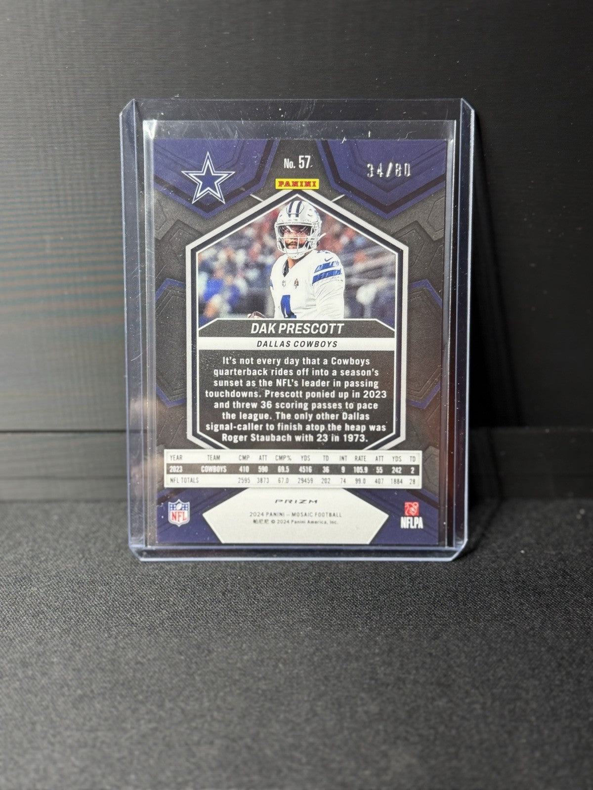 Panini 2024 Mosaic Dak Prescott Choice Fusion Red & Yellow Prizm #57 /801
