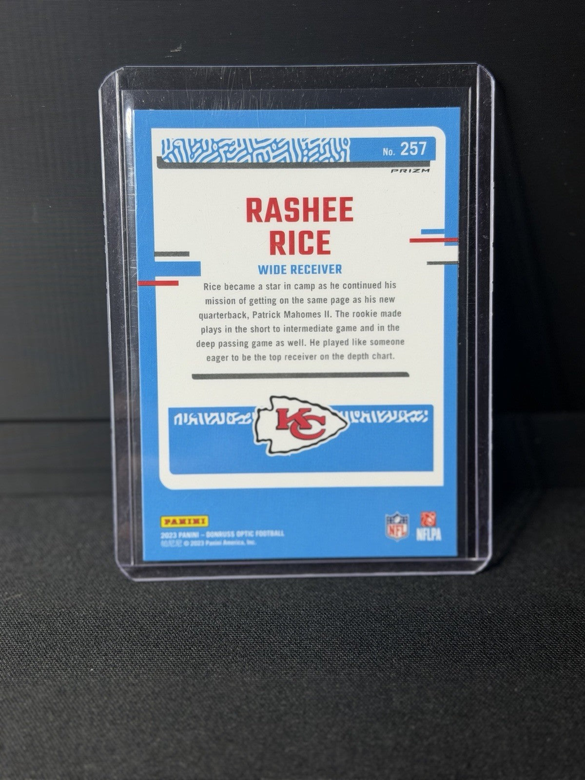 2023 Donruss Optic Rashee Rice Rated Rookie blue hyper Prizm #257 Chiefs NFL1