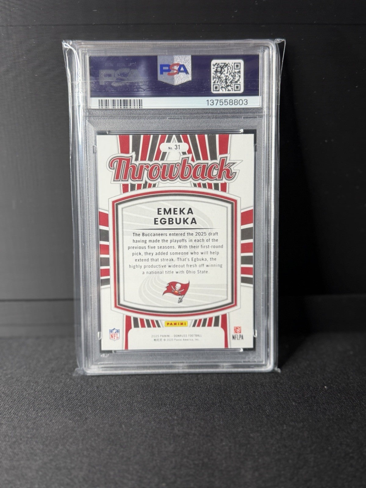 Panini Donruss 2025 Emeka Egbuka Buccaneers Rated Rookies #31 PSA 101