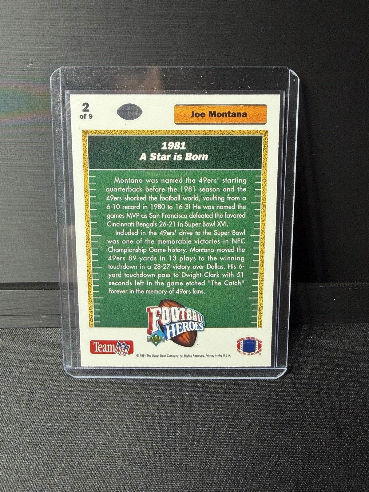 Upper Deck 1991 Football Heroes Joe Montana 1981 A Star Is Born #2 49ers1
