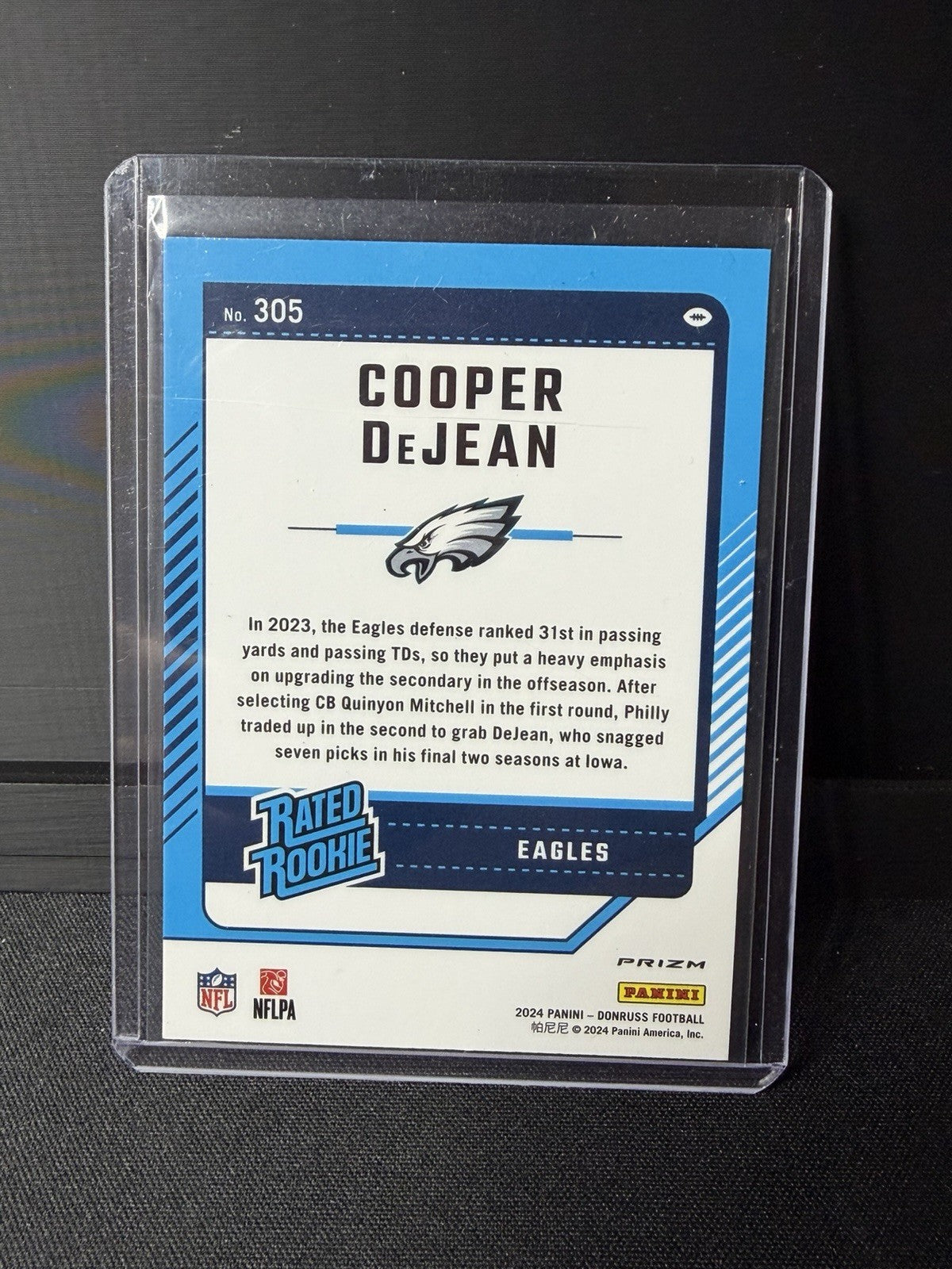 2024 Donruss Optic Cooper DeJean red Pandora Rated Rookie #305 Eagles 1