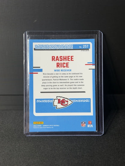  2023 Donruss Optic Rashee Rice Rated purple shock Rookie RC #257 Chiefs NFL1