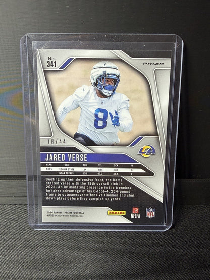 Panini 2024 Prizm Football Rookies Jared Verse Rams Red Yellow Prizm #341/441