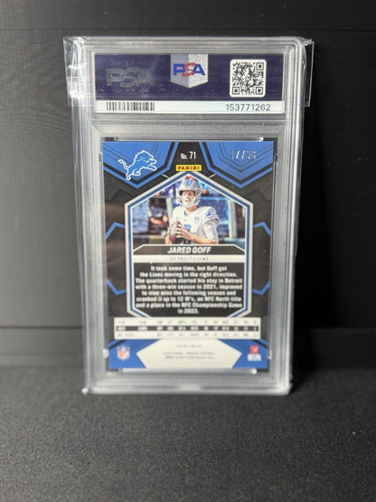 Panini 2024 Mosaic Jared Goff #71 Blue Sparkle Prizm /96 PSA 10 Detroit Lions1