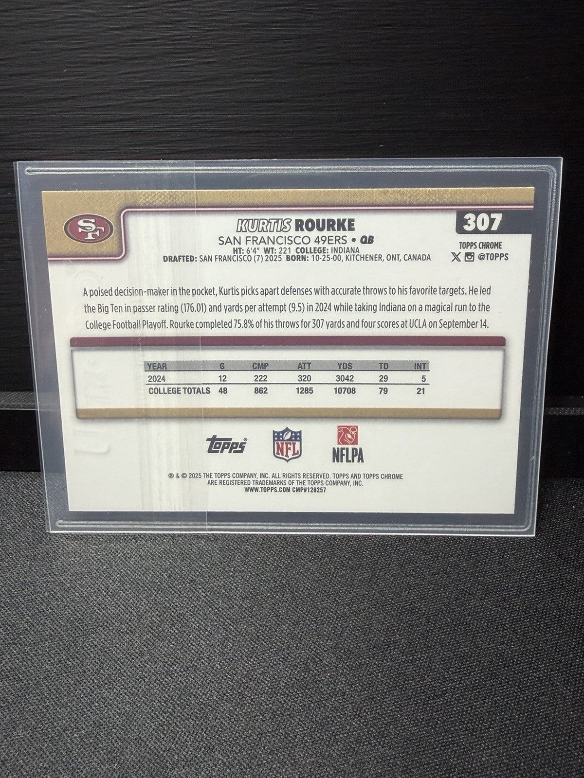 Topps 2025 Chrome Kurtis Rourke pulsar Rookies #307 San Francisco 49ers1