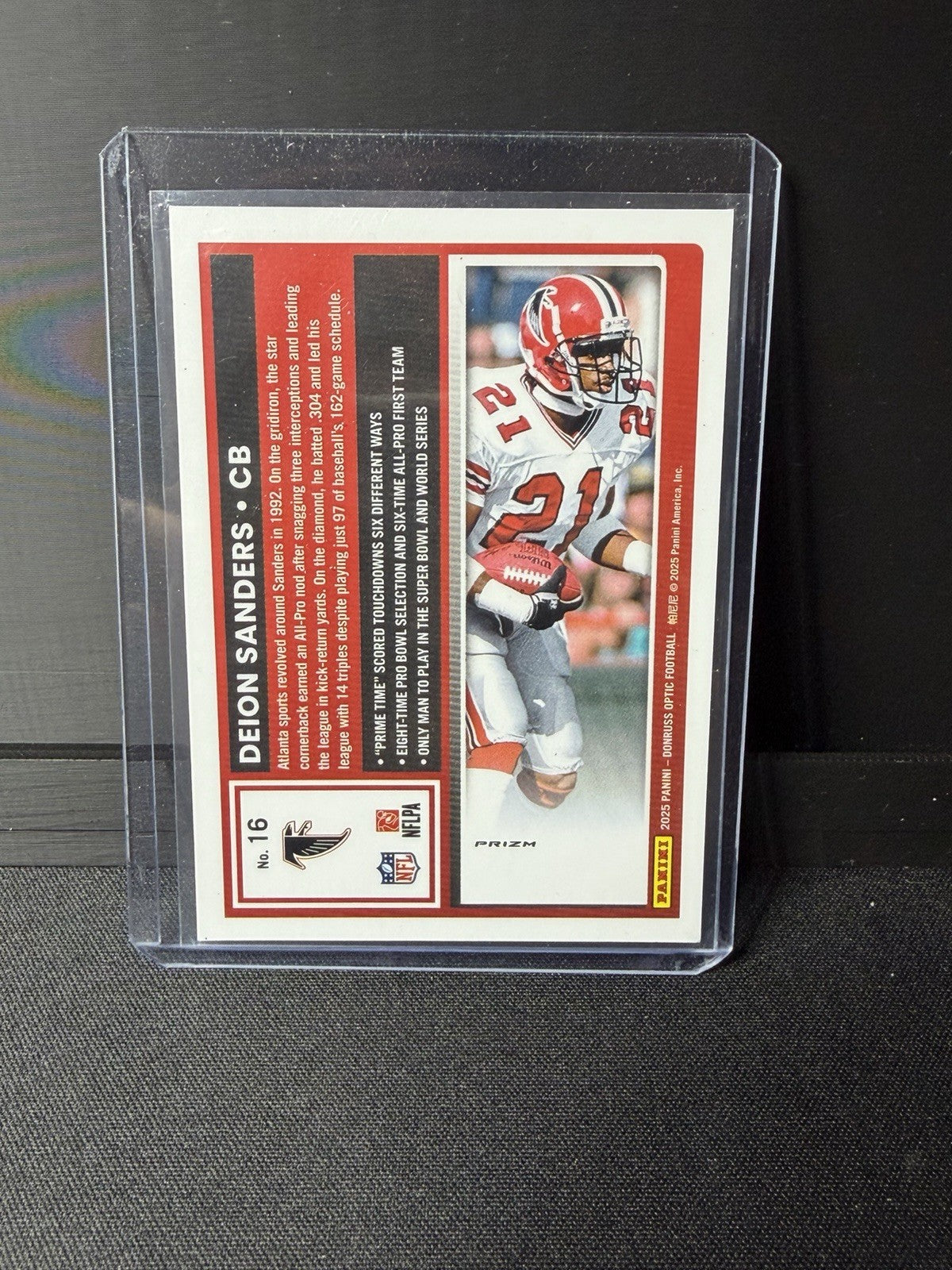 2025 Donruss Optic Deion Sanders fire emoji Prizm Parallel #16 Falcons1