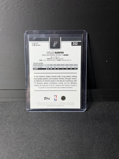  2025-26 Topps Chrome Dylan Harper silver raywave RC #252 San Antonio Spurs1