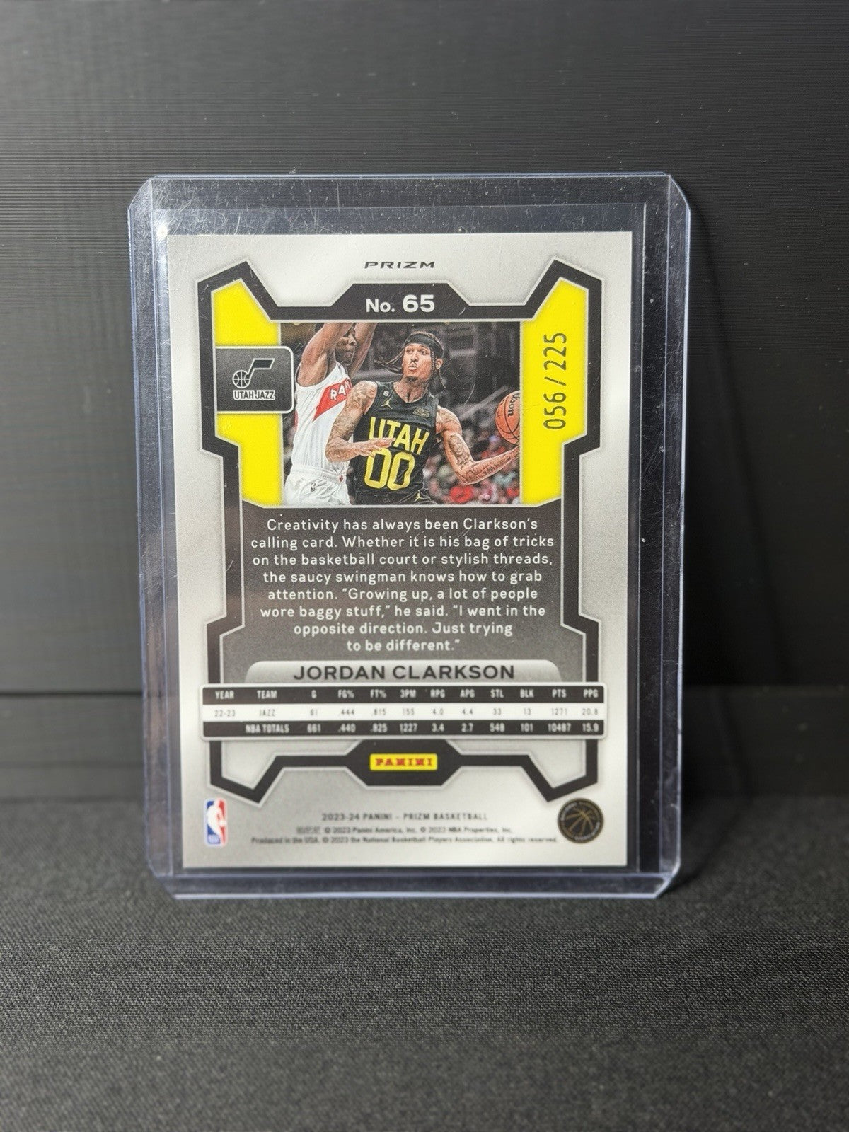 Panini 2023-24 Prizm Teal Ice Prizm Jordan Clarkson #65 Utah Jazz /225 NBA1