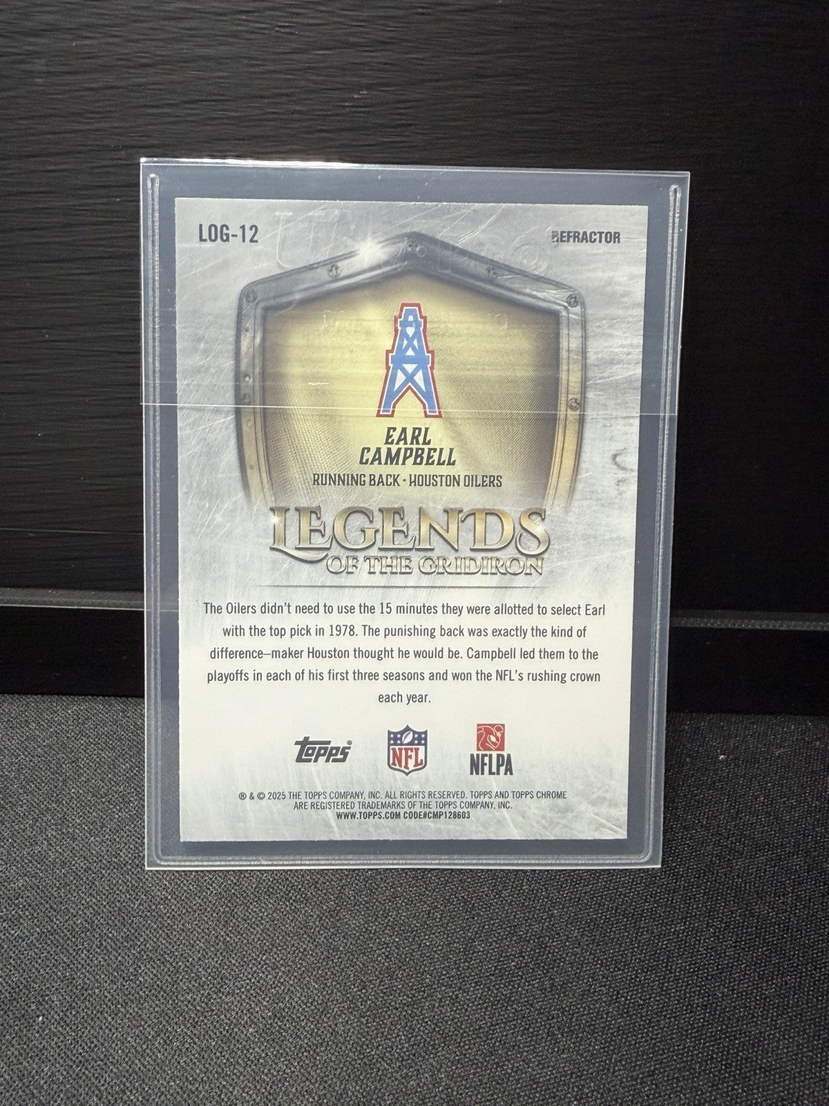 Topps 2025 Chrome earl Campbell Legends of the Gridiron LOG-12 Oilers1