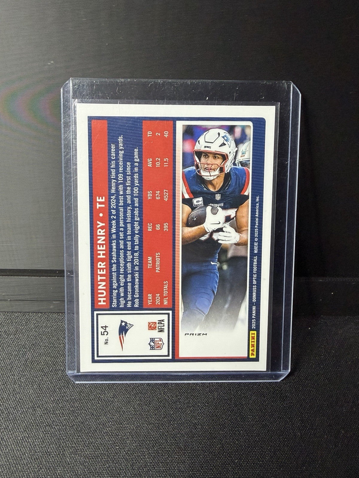  2025 Donruss Optic Hunter Henry rocket emoji #54 New England Patriots Prizm1
