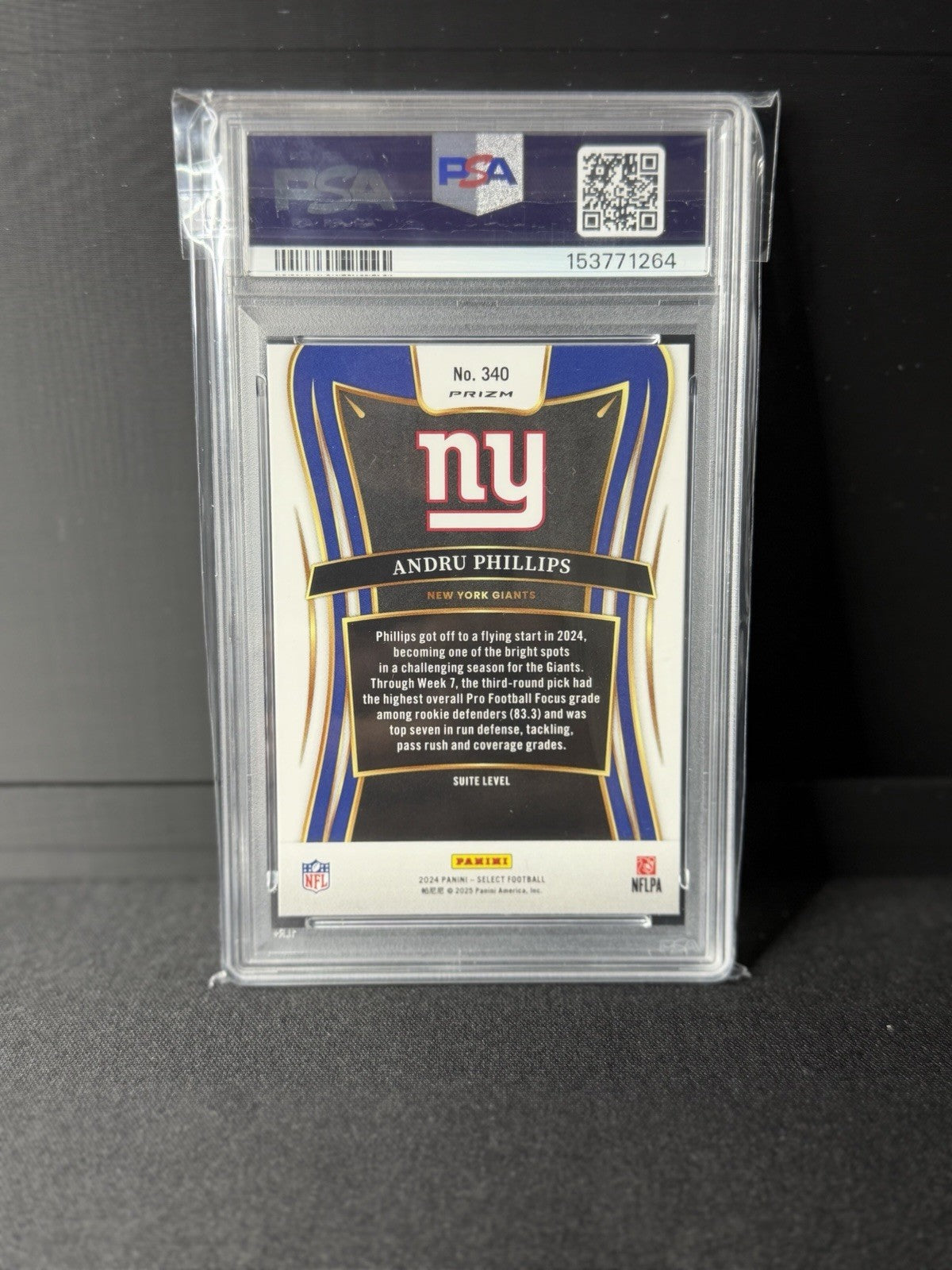Panini 2024 Select Andru Phillips Cosmic #340 PSA 10 Giants Suite Level1