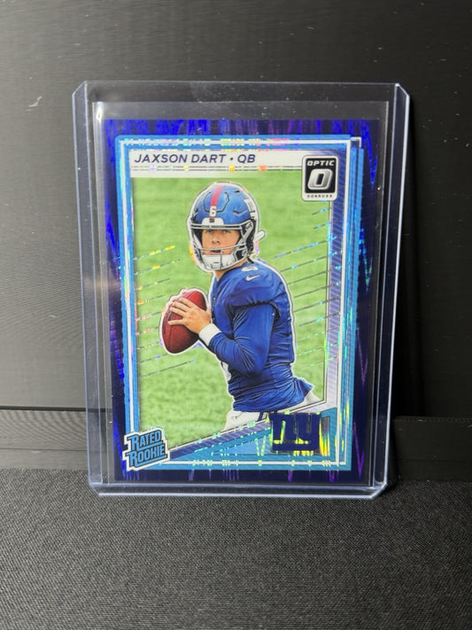 2025  Donruss Optic - Rated Rookie Jaxson Dart #273 Purple Shock Prizm (RC)0