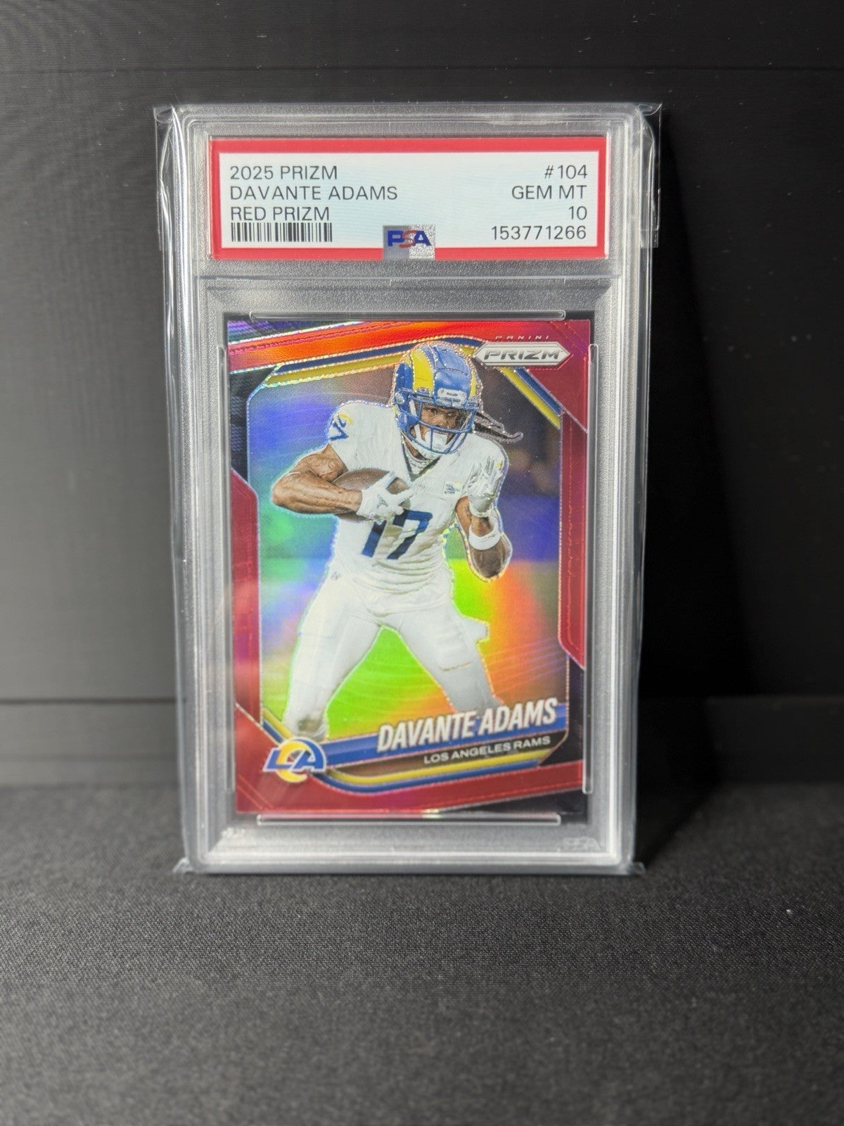 Panini 2025 Prizm Davante Adams #104 Red Prizm Rams PSA 10 Football0