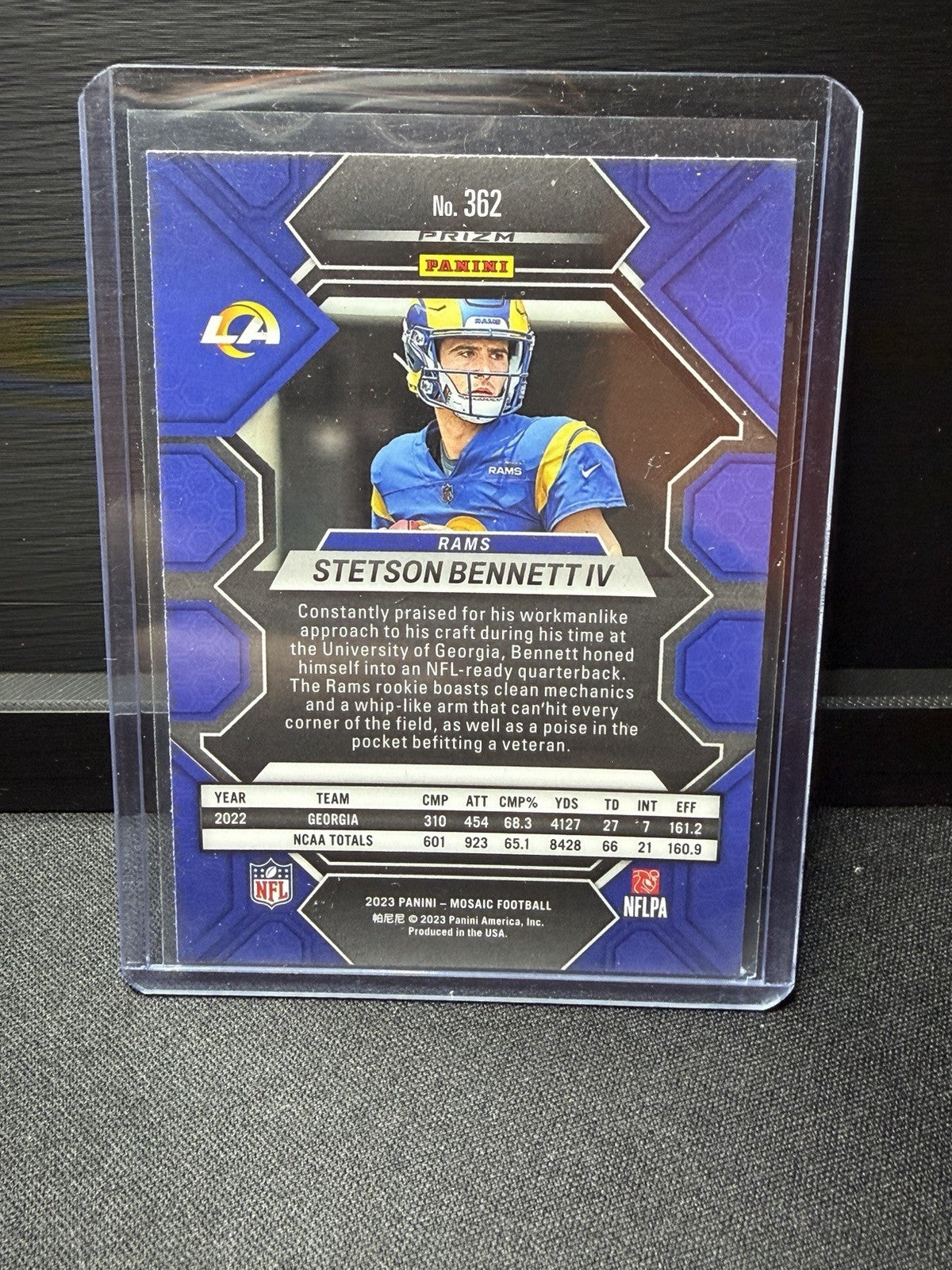 Panini 2023 Mosaic Stetson Bennett IV blue mosaic #362 Rookie NFL Debut LA Rams1
