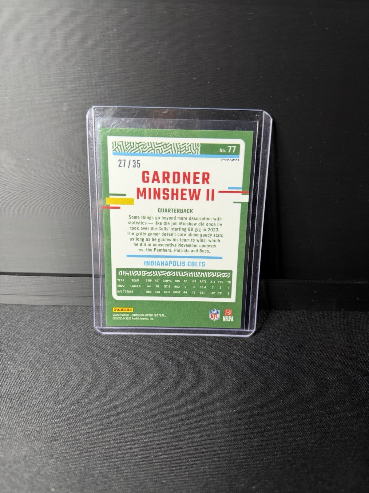 GARDNER MINSHEW II 2023 DONRUSS OPTIC BRONZE MOJO PRIZM COLTS /35 Q44021