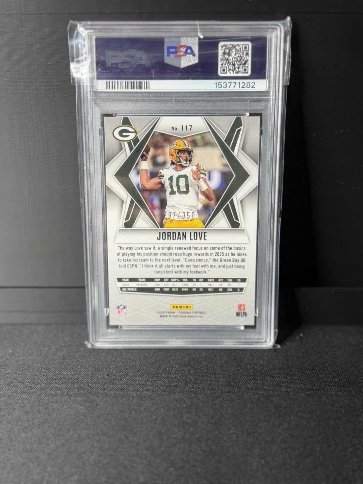 Panini 2025 Phoenix Jordan Love Fire Burst #117 /350 Green Bay Packers PSA 91