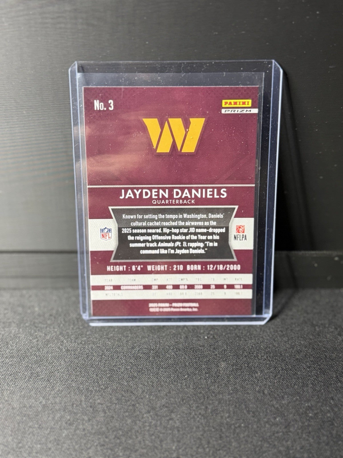 Panini 2025 Prizm Jayden Daniels silver  #3 Washington Commanders NFL Card1