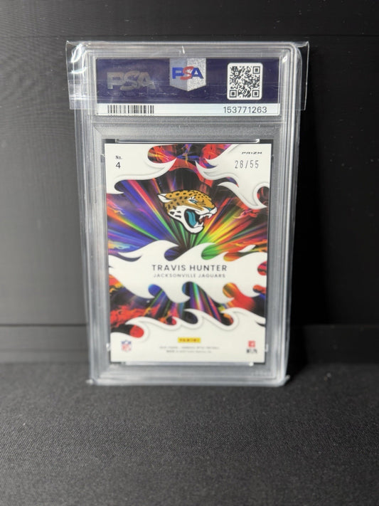 2025 Donruss Optic Travis Hunter Light It Up Ice Prizm Rookie PSA 10 28/551