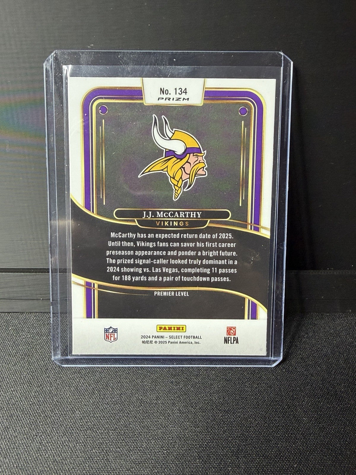 Panini 2024 Select Football J.J. McCarthy red yellow shock Rookie Vikings NFL1