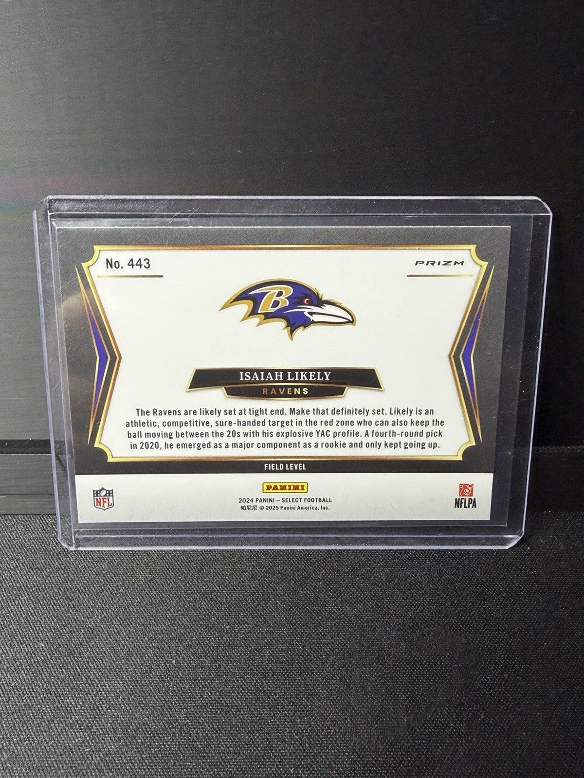 Panini 2024 Select Isaiah Likely silver Field Level #443 Baltimore Ravens NFL1