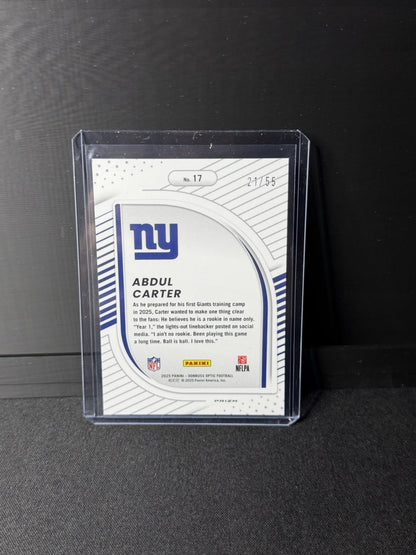 Abdul Carter 2025 Panini Donruss Optic #17 Ice Prizm Hidden Potential RC /551