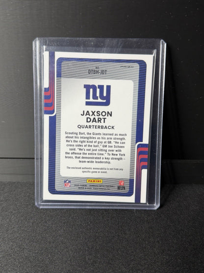 Jaxson Dart 2025 Donruss Optic Threads Rookie Jersey Blue Hyper Prizm RC Relic1