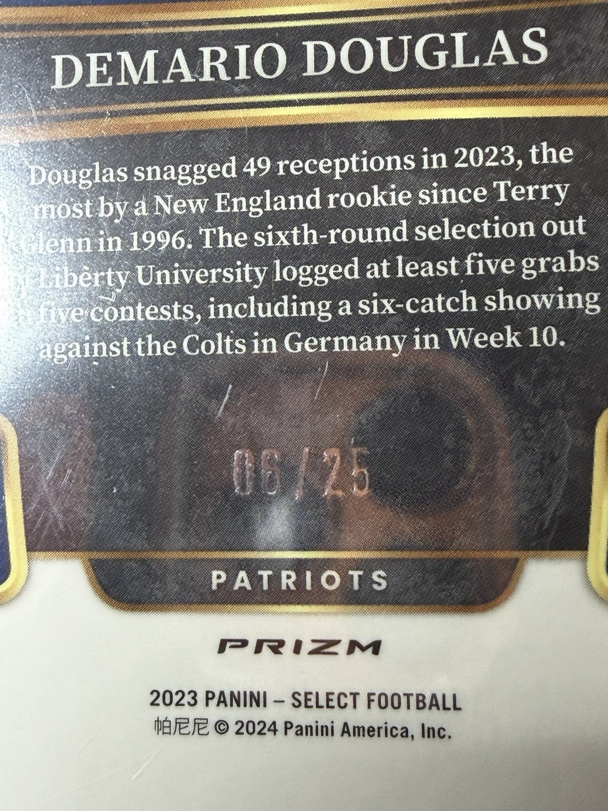 Panini 2023 Select Concourse Demario Douglas #68 Patriots Blue Prizm 06/252