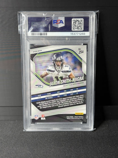 Panini 2025 Prizm Jaxon Smith-Njigba Orange Ice #254 Seahawks PSA 91