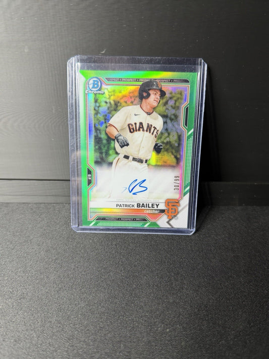 2021 Bowman Chrome AUTO GREEN REFRACTOR SP /99 Patrick Bailey RC #CPA-PB (b3)0