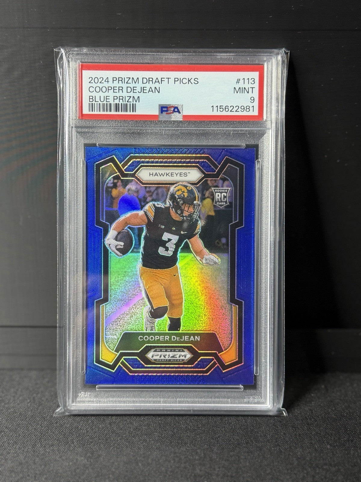 Panini 2024 Prizm Draft Picks Cooper DeJean Blue Prizm /199 RC #113 PSA 90