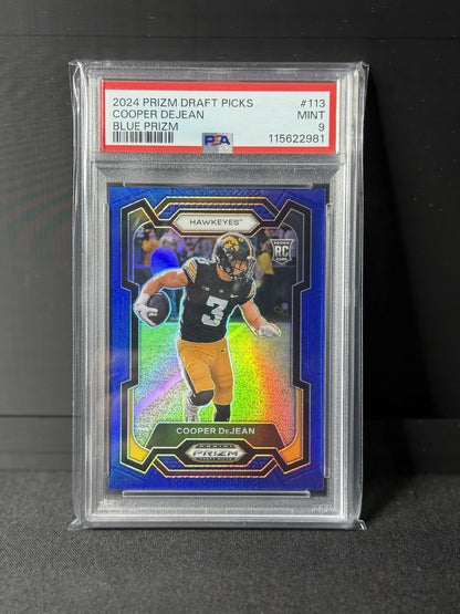 Panini 2024 Prizm Draft Picks Cooper DeJean Blue Prizm /199 RC #113 PSA 90
