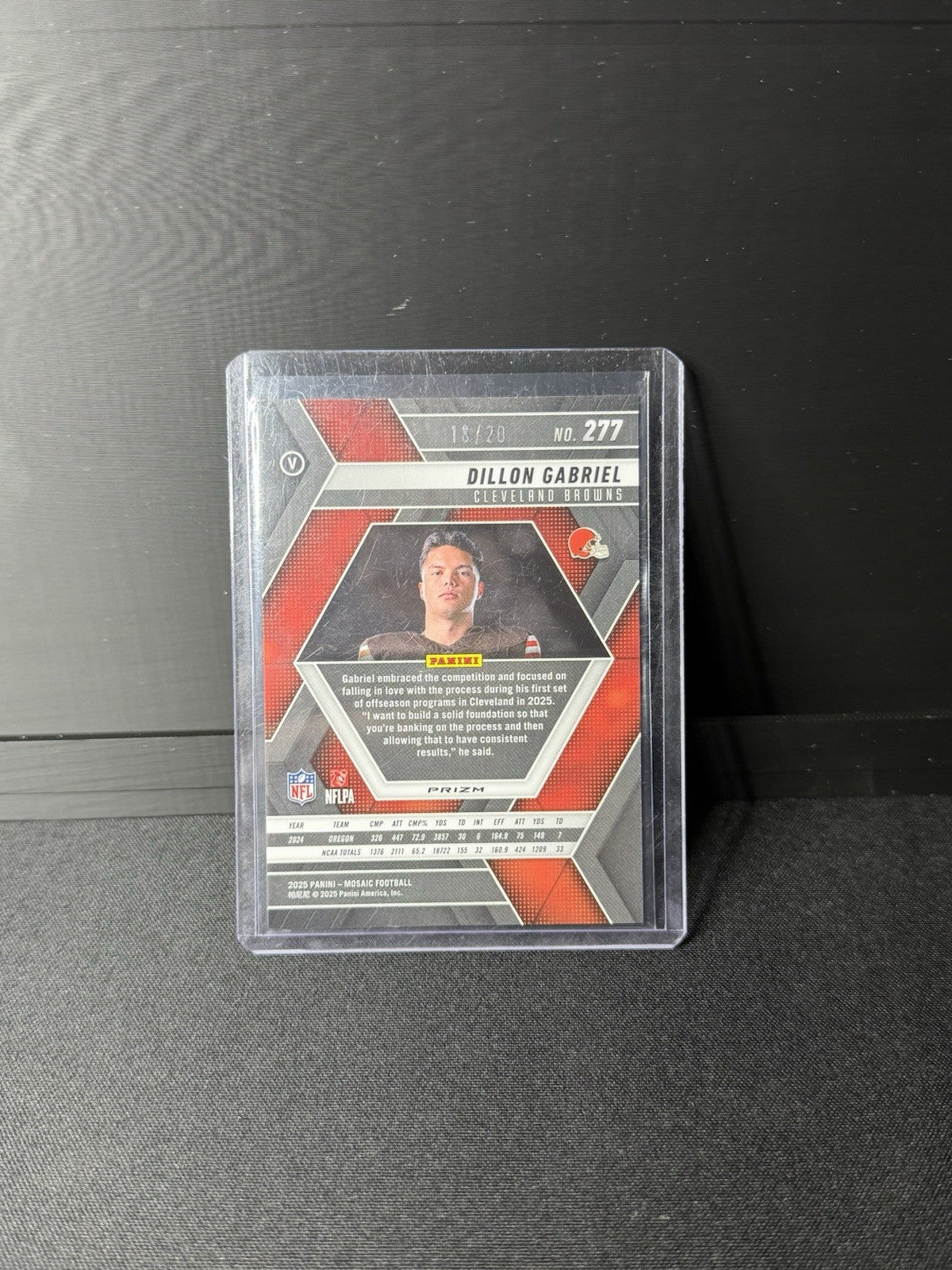 2025 Mosaic Dillon Gabriel No Huddle RC Variation #277 Pink Disco /20 Browns2