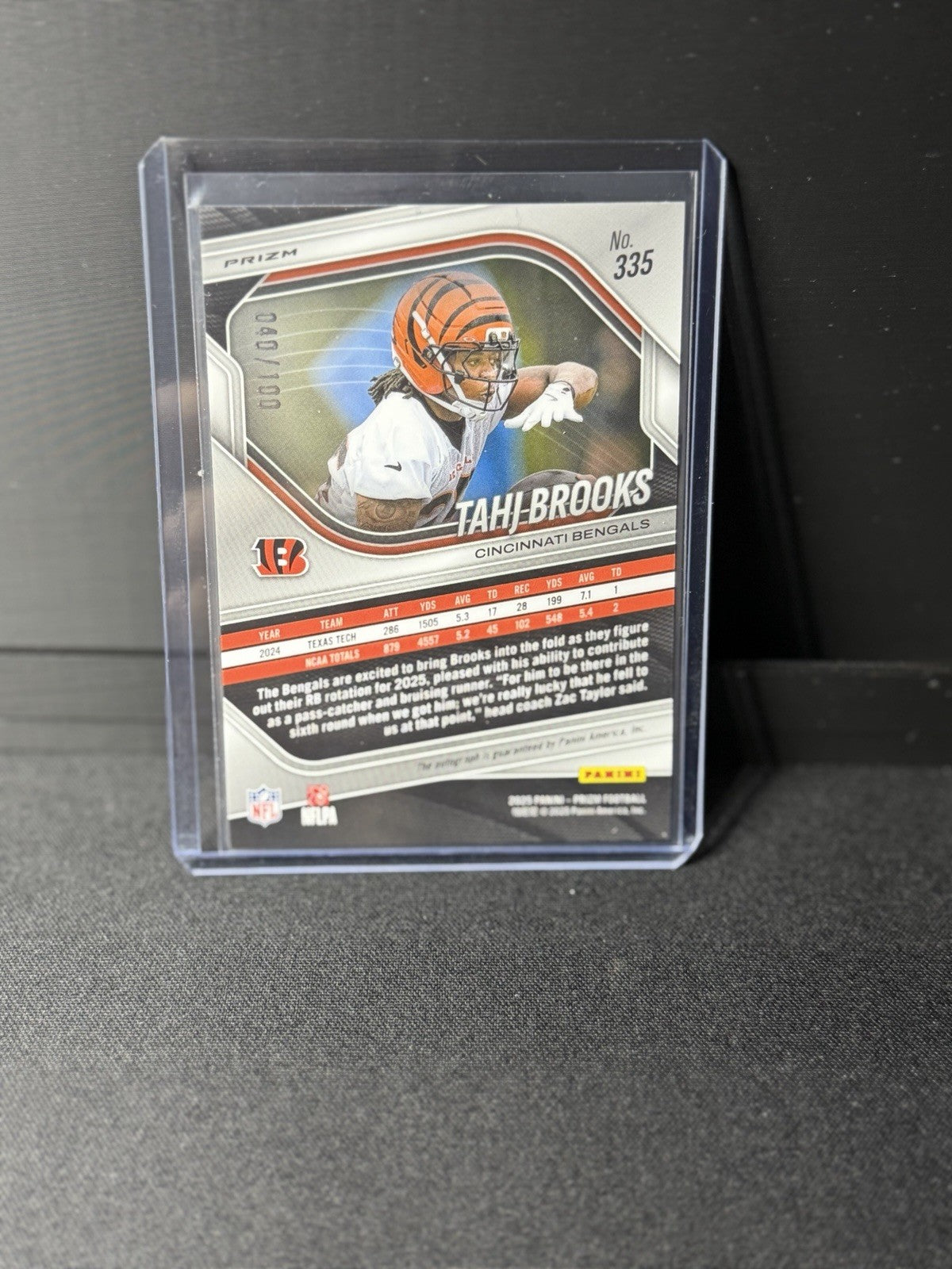 2025 Prizm Tahj Brooks silver scope Rookie Choice Autographs #335 /100 Bengals1