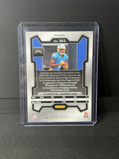  2023 Prizm Quentin Johnston Chargers Rookie RC Orange Disco Prizm #353 NFL1