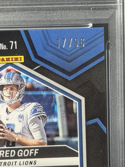 Panini 2024 Mosaic Jared Goff #71 Blue Sparkle Prizm /96 PSA 10 Detroit Lions2