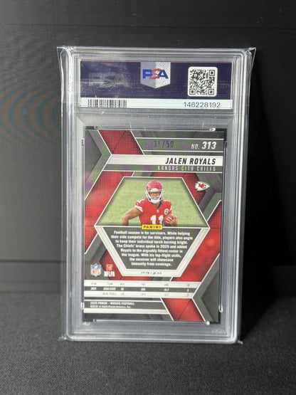 Panini 2025 Mosaic Jalen Royals No Huddle Purple Prizm RC #313 /50 PSA 91