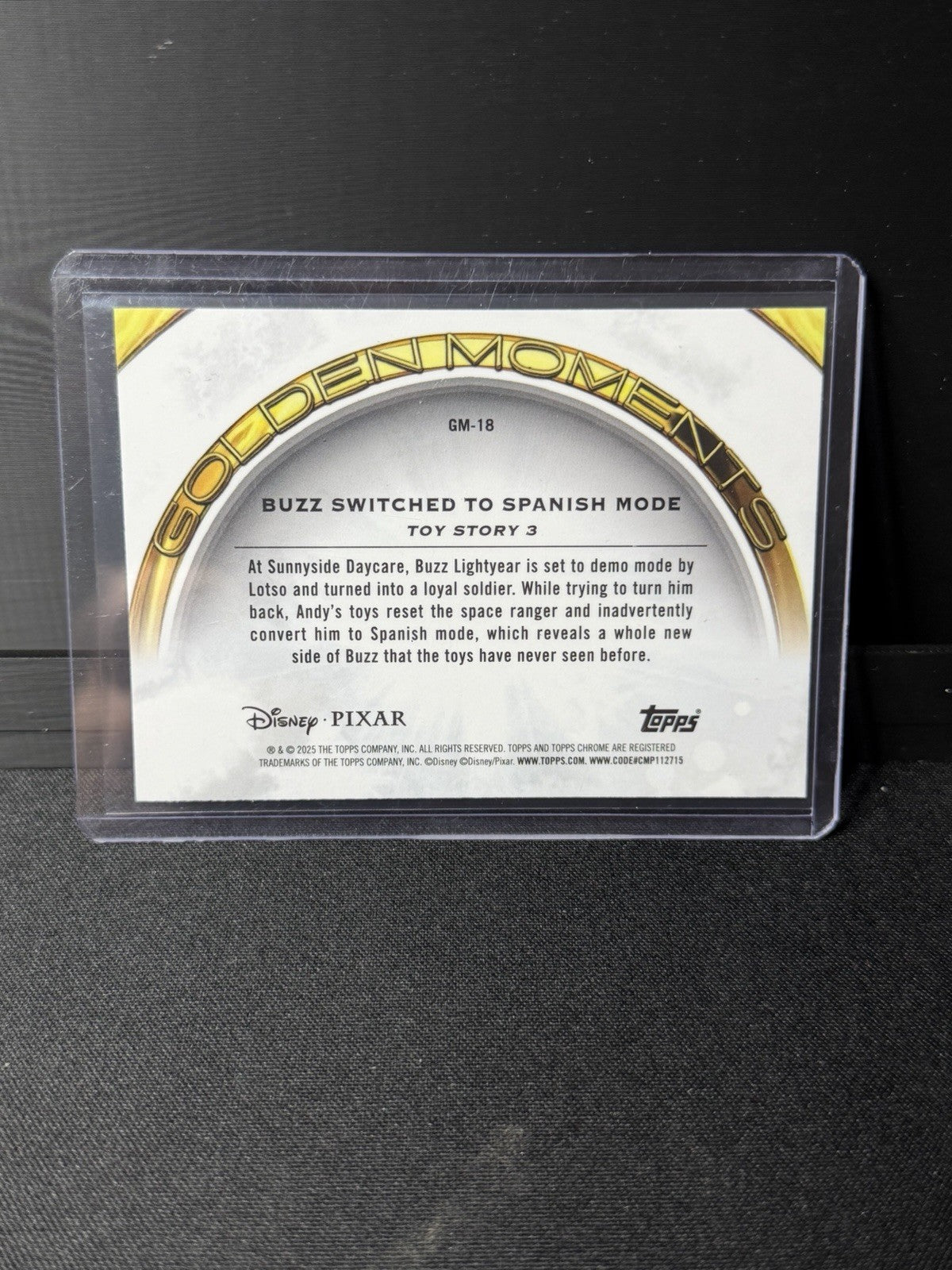 Topps 2025 Disney Pixar Toy Story Golden Moments Buzz Lightyear GM-18 Insert1