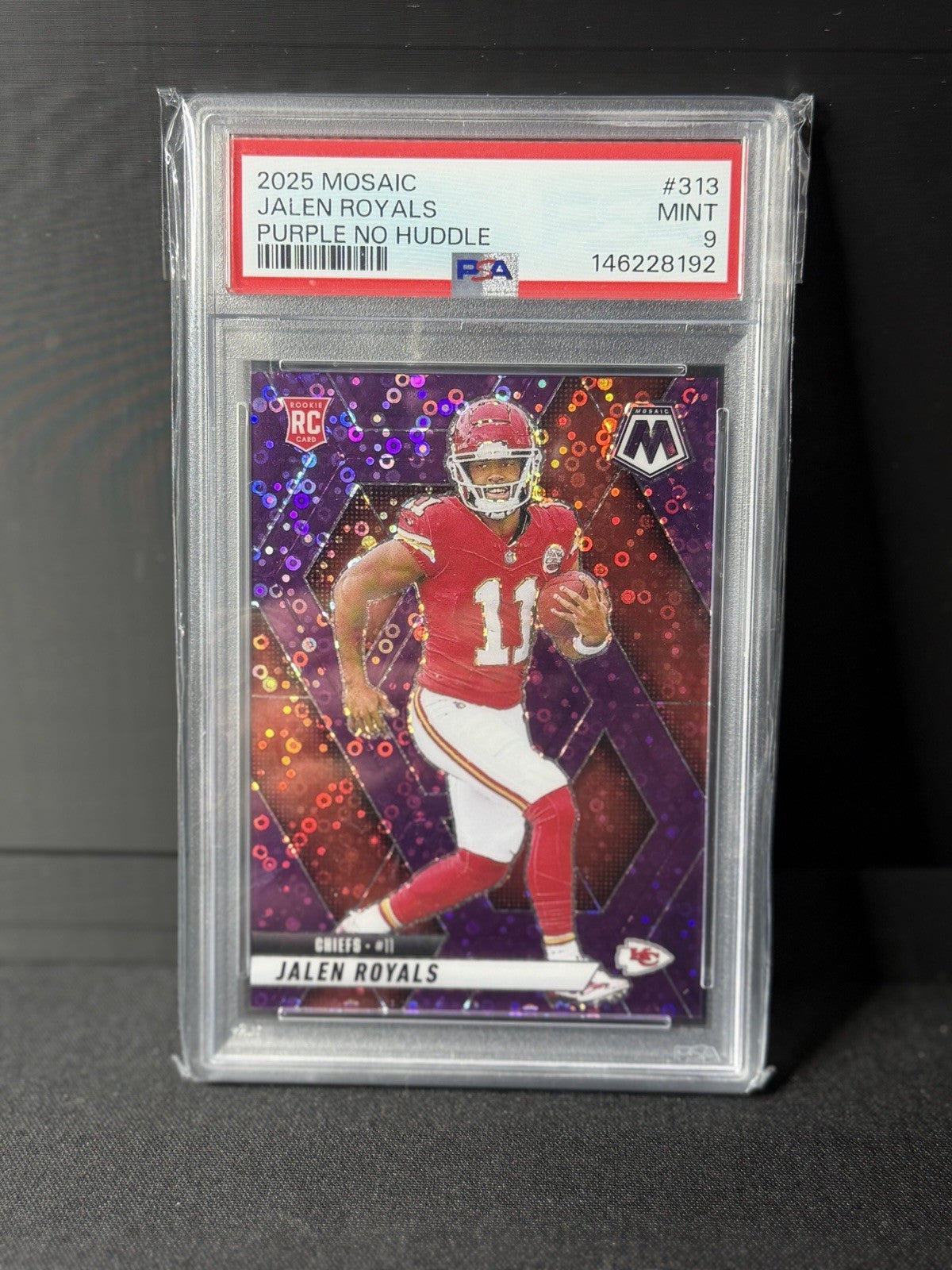 Panini 2025 Mosaic Jalen Royals No Huddle Purple Prizm RC #313 /50 PSA 90