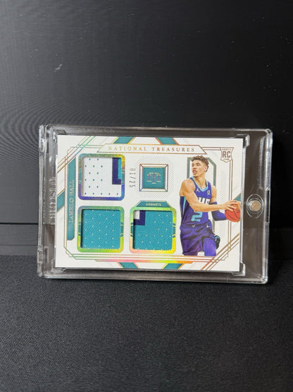 2020-21 Panini National Treasures Lamelo Ball 3 Patches 3 Color RC /25 Hornets0