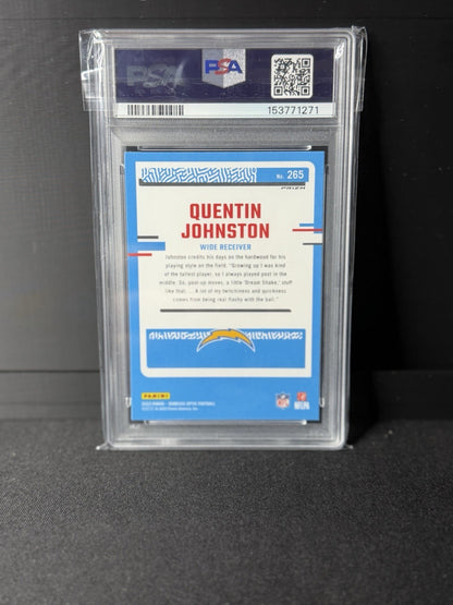 Panini 2023 Donruss Optic Quentin Johnston #265 Green Velocity PSA 9 Chargers1