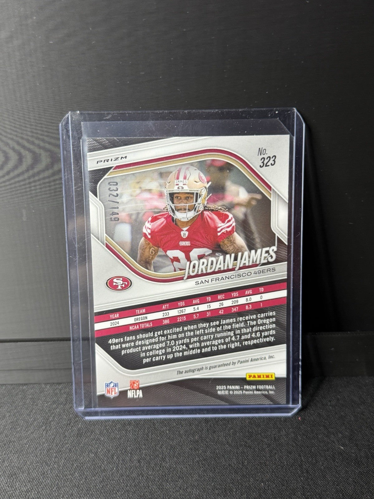 2025 Prizm Jordan James red wave 49ers Rookie Auto RC #323 /1491