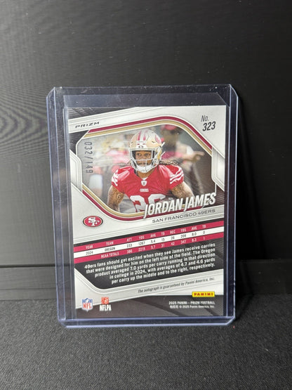 2025 Prizm Jordan James red wave 49ers Rookie Auto RC #323 /1491