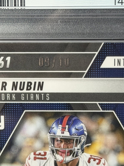 Panini 2025 Mosaic Tyler Nubin Gold No Huddle #261 PSA 9 Giants 09/102