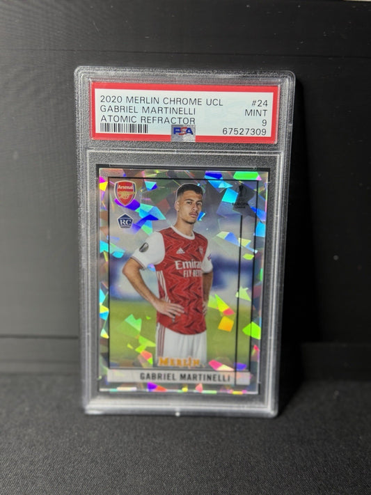Topps 2020-21 Merlin Chrome UCL Gabriel Martinelli #24 Atomic /250 PSA 90