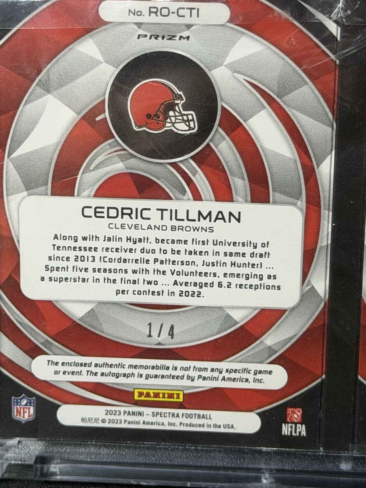 2023 spectra Cedric Tillman RPA Booklet /4 browns bookend2