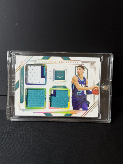 2020-21 Panini National Treasures Lamelo Ball 3 Patches 3 Color RC /25 Hornets1